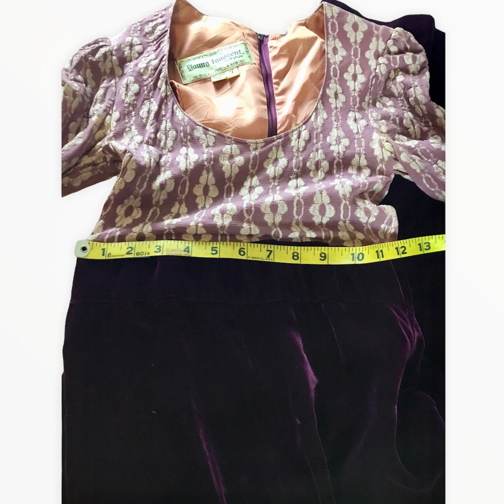 Vintage 70’s Young Inoccent Granny Core Dress Plum w/Purple Velvet Maxi - Picture 8 of 16